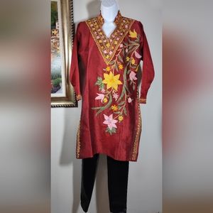 Taylor Lane Designs Embroidered Silk Tunic